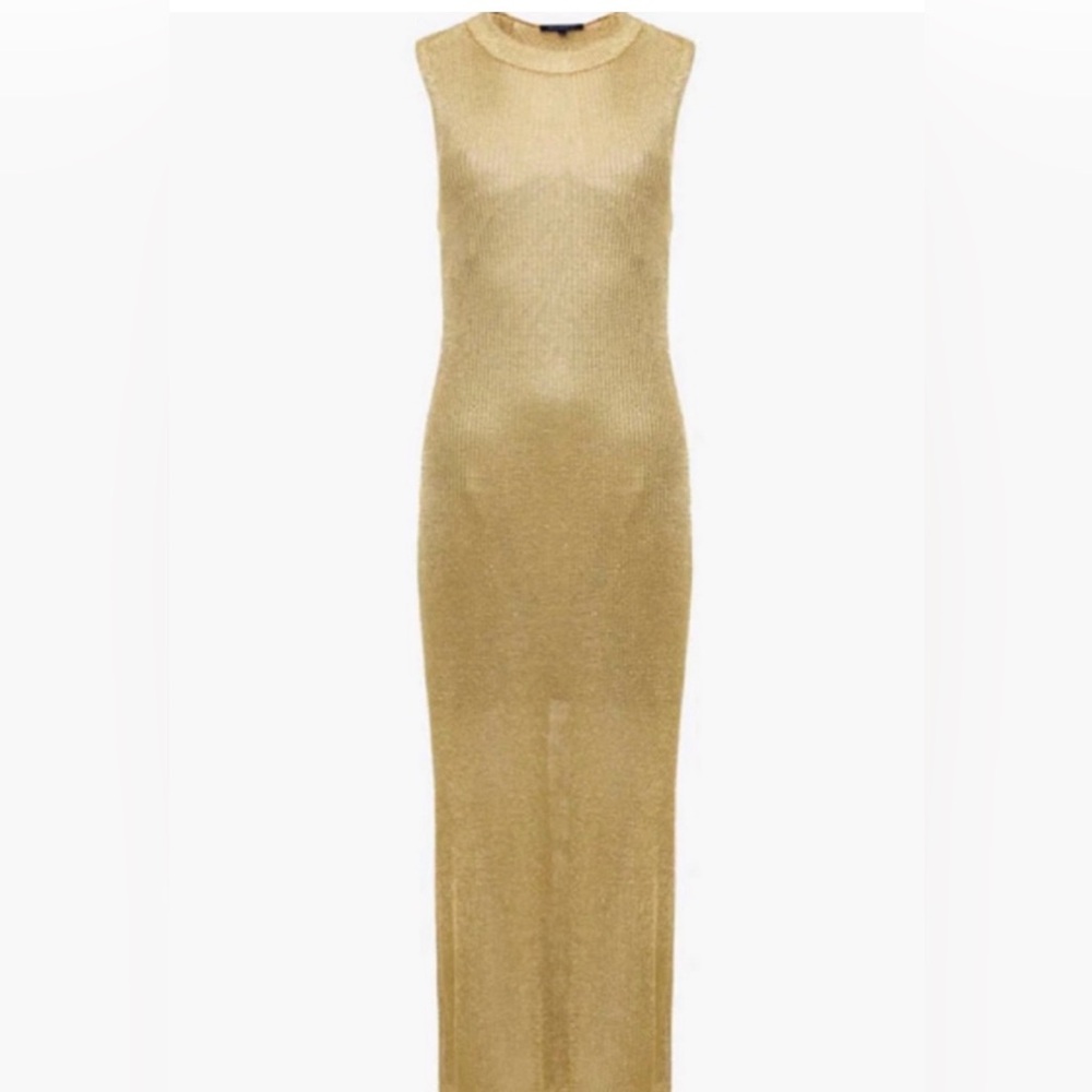 French Connection Gold Sleeveless metallic knit dress
